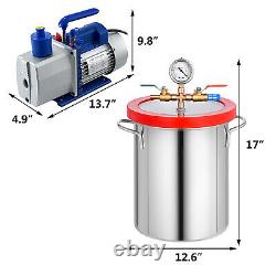 Chambre À Vide De 5 Gallons Et 7cfm 2 Phase Pump Degassing Silicone Air Ac Kit
