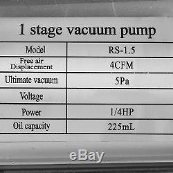 Combo 4 Cfm 1 / 4hp Air Pompe À Vide Hvac + R134a Kit Ac A / C Manomètre Grande
