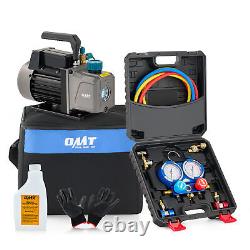 Ensemble de pompe à vide de 3,5 cfm avec kit de jauge de collecteur pour R410 R134 R22 R404 Auto HVAC