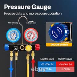 Ensemble pompe à vide Air HVAC 4,5 cfm 1/3 hp Combo & kit de manomètre de climatisation A/C avec boîtier