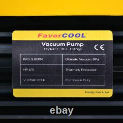 Favorcool 3.6cfm 1/4hp Pompe À Vide + Ac Manifold Gauge Set Combo R410a R134a R22