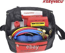 Kit complet d'outils de réparation de climatisation pour voiture Kozyvacu avec pompe à vide à 1 étage 3,5 CFM, ensemble