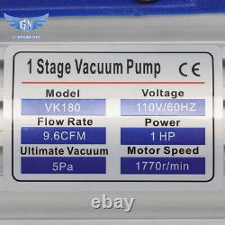 Pompe à vide HVAC à rotor à palettes unique 110V 9.6 CFM 1 HP avec bouteille d'huile