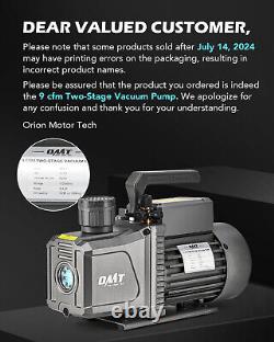 Pompe à vide à deux étages OMT 2, 9 cfm, 3/4 hp pour HVAC, pompe à vide à palettes rotatives pour le service HVAC