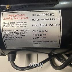 Pompe à vide à palettes rotatives pour climatisation Mastercool 90052 2 CFM 1/3HP 1725RPM