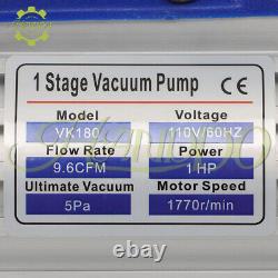 Pompe à vide à rotor à palettes à une seule étape pour HVAC avec bouteille d'huile 110V 9,6 CFM 1 HP