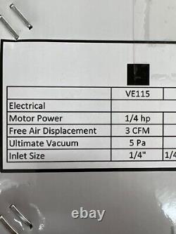 Pompe à vide monophasée 3 CFM Best Value Vacs BVV VE115 1/4HP Nouvelle
