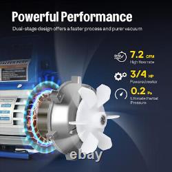 Pompe à vide pour climatisation HVAC AC à 2 étages de 3/4HP 7.2CFM 110V avec 2 bouteilles d'huile