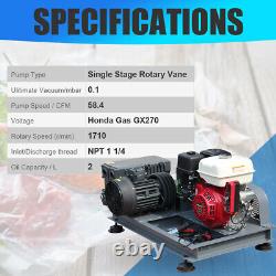 Pompe à vide rotative à palettes, à huile scellée à une seule étape, 58CFM, DC12V, entraînement à l'essence