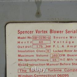 Spencer Vb-019e-u Souleveur À Vide Régénératif 1,75 Kw 208-230/460 3ph 60h 160cfm