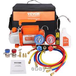 VEVOR Pompe à vide HVAC 1/4 HP et ensemble de manomètres Kit de manomètres 4 CFM avec tuyau